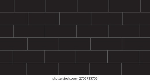 Textura de pared de ladrillo negro, patrón de revestimiento sin costuras para decoración de interiores, salpicadura de cocina, panel de plástico, diseño de construcción al aire libre. Fondo mínimo Abstractas, Vector EPS 10