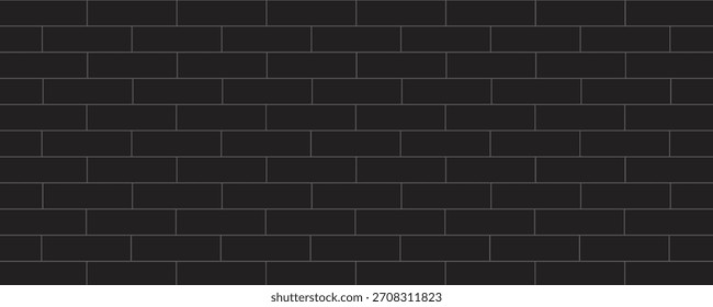 Textura de pared de ladrillo negro, patrón de revestimiento sin costuras para decoración de interiores, salpicadura de cocina, panel de plástico, diseño de construcción al aire libre. Fondo mínimo Abstractas, Vector EPS 10