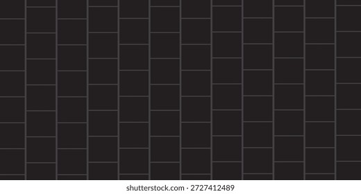 black brick wall texture, seamless cladding pattern for interior decoration, kitchen backsplash, plastic panel, building outdoor design. Abstract minimal background, vector eps 10