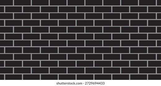 Textura de pared de ladrillo negro, patrón de revestimiento sin fisuras para la decoración interior, salpicadero de cocina, panel de plástico, diseño de edificios al aire libre. Fondo mínimo Abstractas, Vector eps 10

