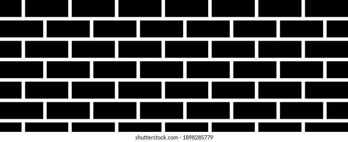 Black brick wall vector illustration. Stone wall background. Vintage bricks pattern for wallpaper design. Seamless vector texture.