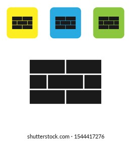 Black Bricks icon isolated on white background. Set of colorful square icon buttons. Vector Illustration