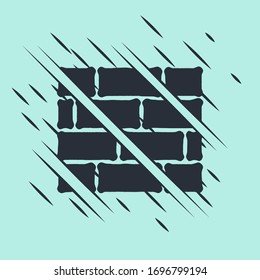 Icono de Ladrillos negros aislado en fondo verde. El estilo de Glitch. Ilustración vectorial