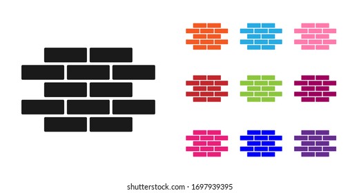 Black Bricks icon isolated on white background. Set icons colorful. Vector Illustration