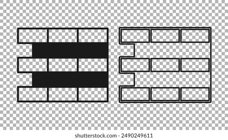 Black Bricks icon isolated on transparent background.  Vector