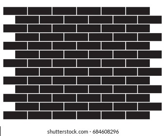 Black bricks on a white background. Vector background