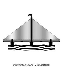Black bridge logo icon with water underneath