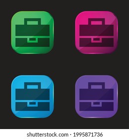 Black Briefcase four color glass button icon