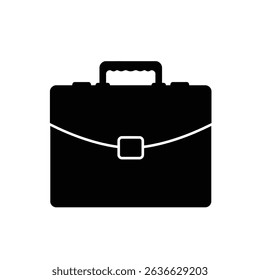Black briefcase icon business office bag.