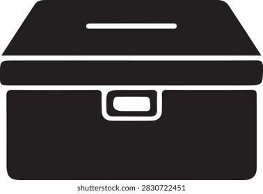 Black briefcase icon with handle and latch