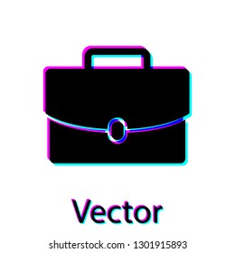 Black Briefcase icon isolated on white background. Business case sign. Business portfolio. Vector Illustration