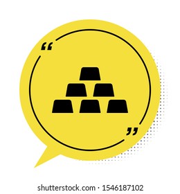 Black Briefcase icon isolated on white background. Business case sign. Business portfolio. Yellow speech bubble symbol. Vector Illustration
