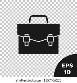 Black Briefcase icon isolated on transparent background. Business case sign. Business portfolio.  Vector Illustration