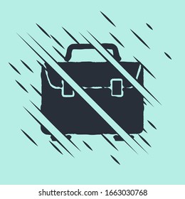 Icono de Maletín negro aislado en fondo verde. Signo de caso comercial. Cartera de negocios. El estilo de Glitch. Ilustración vectorial