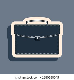 Black Briefcase icon isolated on grey background. Business case sign. Business portfolio. Long shadow style. Vector Illustration