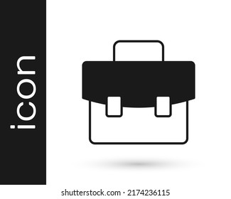 Black Briefcase icon isolated on white background. Business case sign. Business portfolio.  Vector
