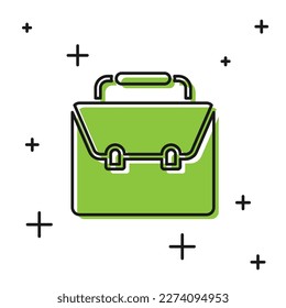 Icono de Maletín negro aislado en fondo blanco. Signo de caso comercial. Cartera de negocios.  Vector