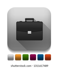 black briefcase icon With long shadow over app button