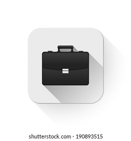 black briefcase icon With long shadow over app button