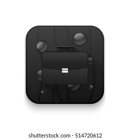 black briefcase icon With long shadow over app button