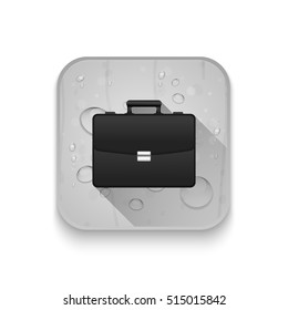 black briefcase icon With long shadow over app button