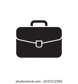 Black briefcase icon represents professional business and finance on the white background
