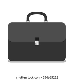 Black briefcase isolated on white background with drop shadow. Business, finance, work, job concept. EPS 8 vector illustration, no transparency