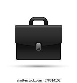 Black briefcase isolated on white, realistic vector business case illustration.
