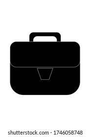 Black briefcase of an office worker on a white background. Office worker. Working hours. Business briefcase. Work time. Template for text. Place for text. Poster. Advertising on the billboard.