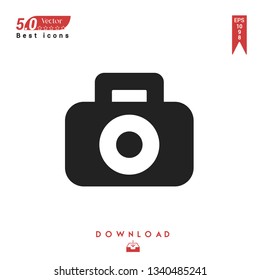 black briefcase-with-a-circle icon vector isolated on white background. Graphic design, material design, 2019 year best selling icons, mobile application, UI / UX design, EPS 10 format vector