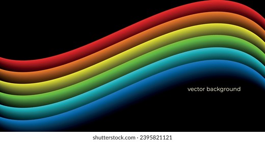 Black with bright rainbow lines background for posters, stories, product advertisements, booklets, flyers 