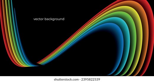 Negro con brillantes líneas de arcoiris fondo para afiches, historias, anuncios de productos, folletos, volantes 