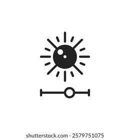 black brightness control icon like ui element. simple flat style trend modern abstract logotype graphic design isolated on white. concept of easy brightness or lightness adjustment on the gadget badge