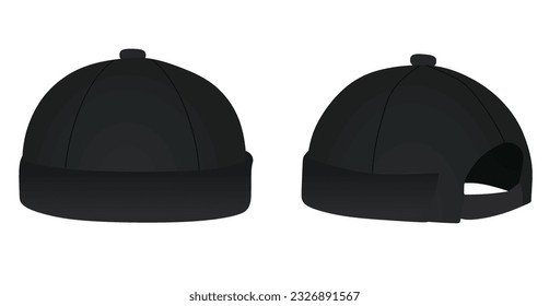Black brim cap. vector illustration