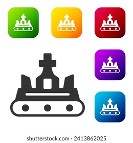 Black British crown icon isolated on white background. Set icons in color square buttons. Vector