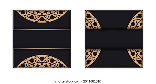 Black brochure with brown Greek pattern