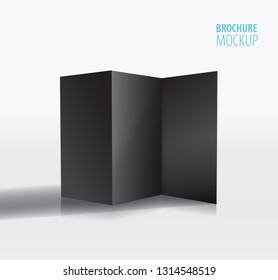 Black Brochure design isolated on grey.Realistic style.