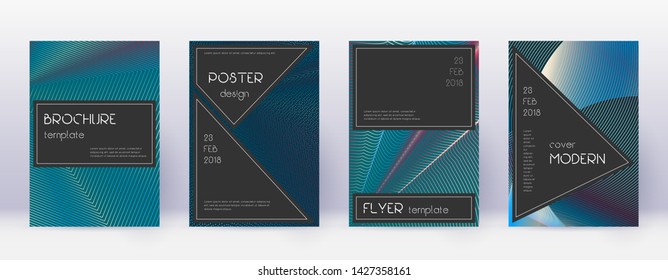 Black brochure design template set. Red abstract lines on white blue background. Admirable brochure design. Gorgeous catalog, poster, book template etc.