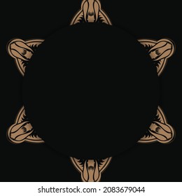 Black brochure with Greek brown ornamentation is ready for printing.