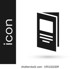 Icono de diseño de plantilla de folleto negro aislado en fondo blanco. Informe anual del negocio empresarial, catálogo, revista, simulación de volante.  Vector