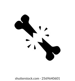 Black Broken bone silhouette vector illustration on white background.