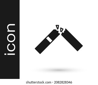Black Broken Zigarette Symbol einzeln auf weißem Hintergrund. Tabakzeichen. Rauchsymbol.  Vektorgrafik