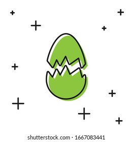 Black Broken egg icon isolated on white background. Happy Easter.  Vector Illustration