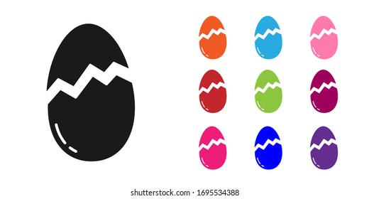 Black Broken egg icon isolated on white background. Happy Easter. Set icons colorful. Vector Illustration