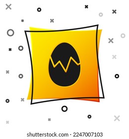 Black Broken egg icon isolated on white background. Happy Easter. Yellow square button. Vector