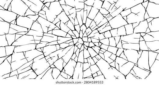Black broken glass texture, abstract shattered background with cracks