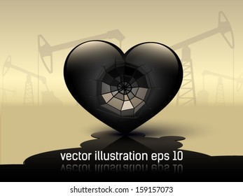 black broken Heart with oil