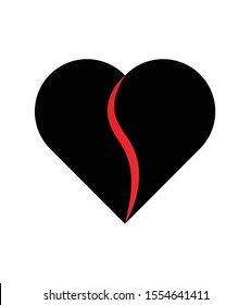 black broken heart symbol. vector illustration