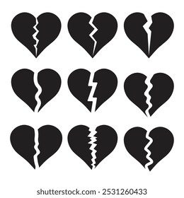 Illustration vectorielle du coeur brisé noir