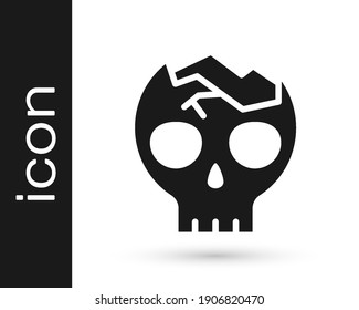 Black Broken human skull icon isolated on white background.  Vector